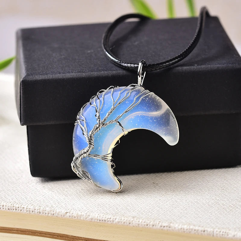 Crystal Moon Tree Pendant
