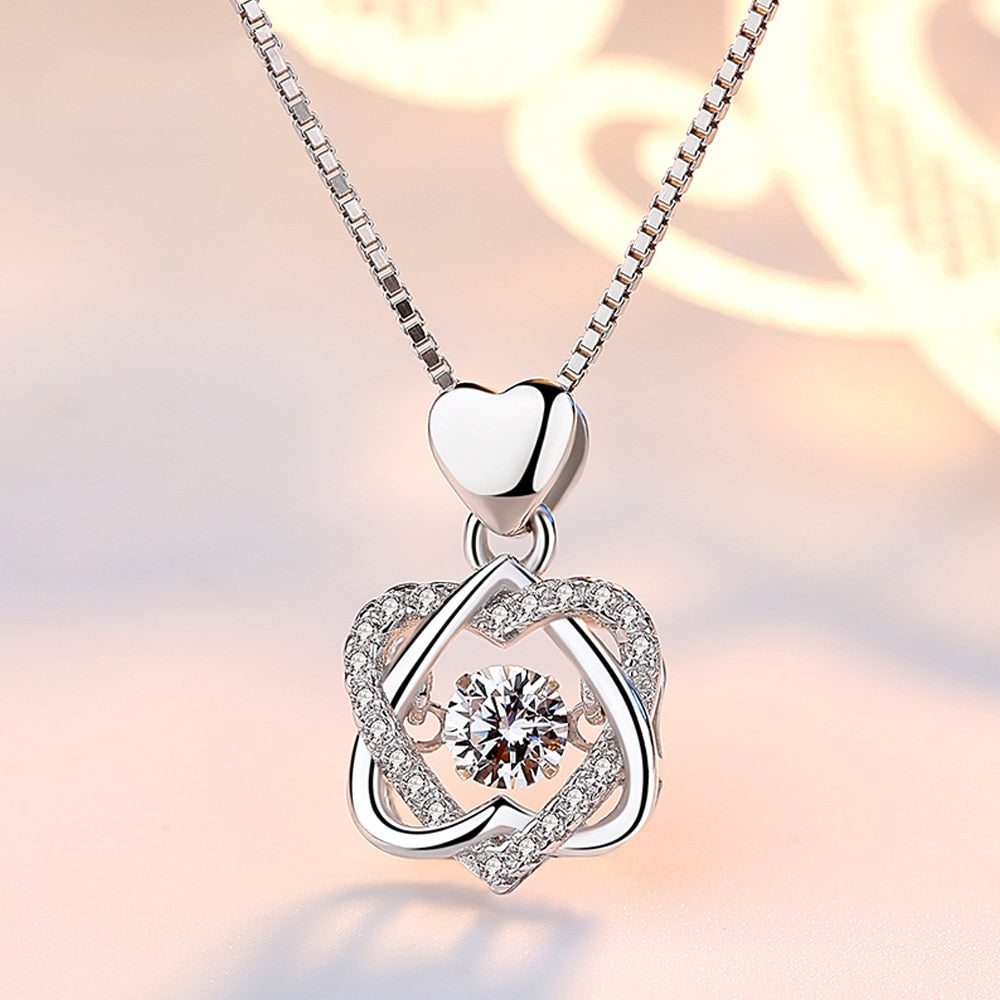 Beating Heart Cubic Zircon Pendant Necklace