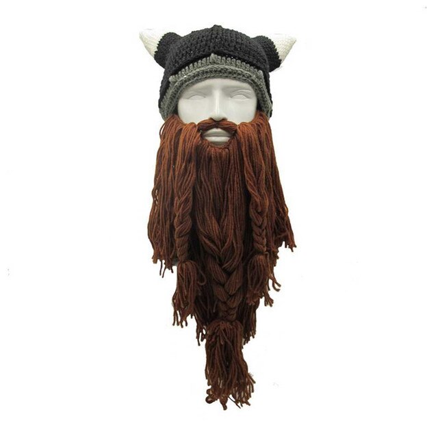 Barbarian Viking Beard Beanie Horn Hat