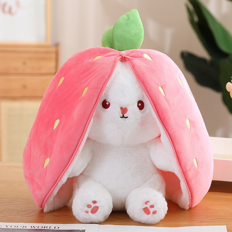 Bunny Hiding In Strawberry Or Carrot Rabbit Plushy 18/70cm