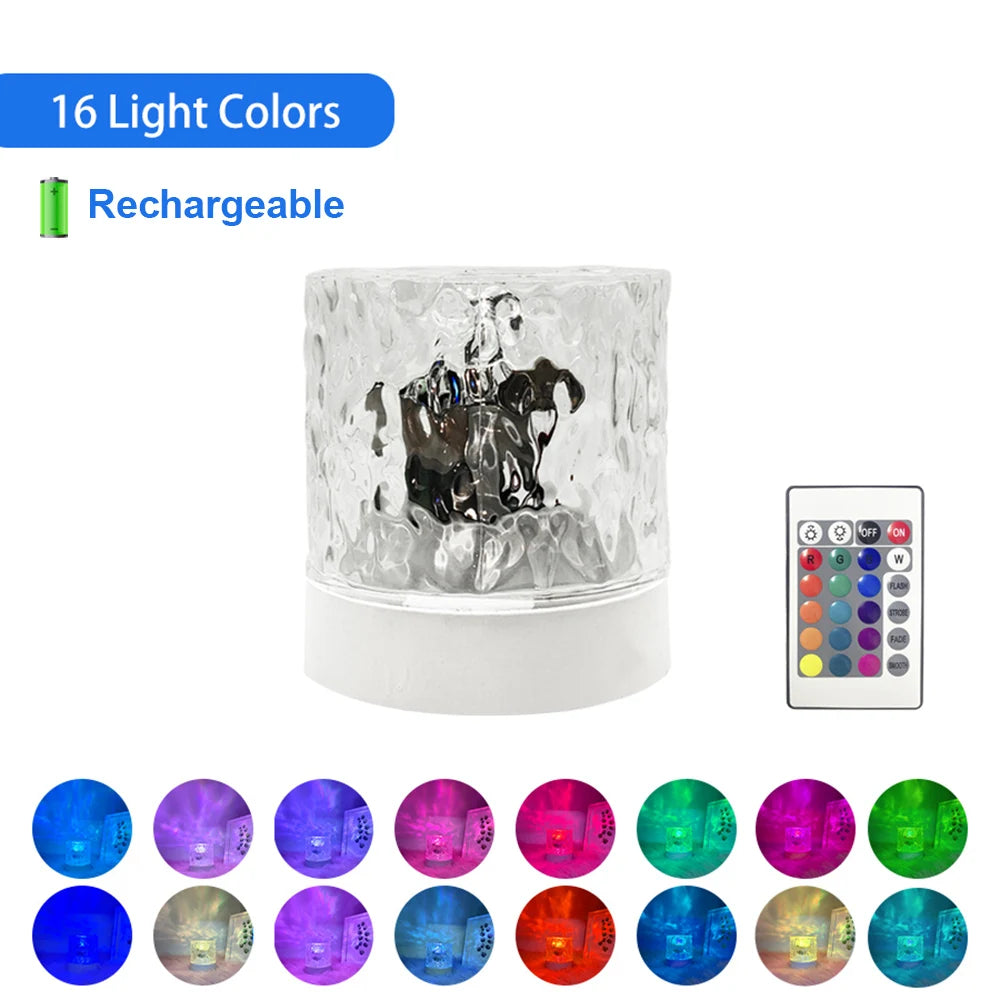 Water & Flame Ripple Projector Night Light 16 Colors