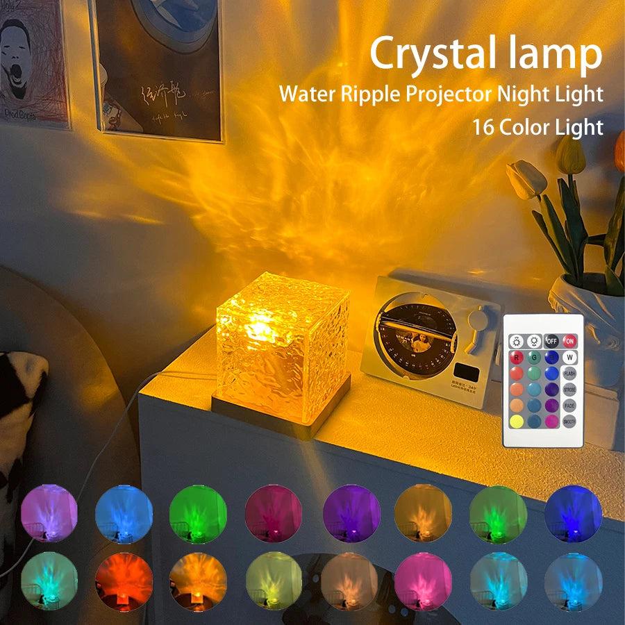 Water & Flame Ripple Projector Night Light 16 Colors