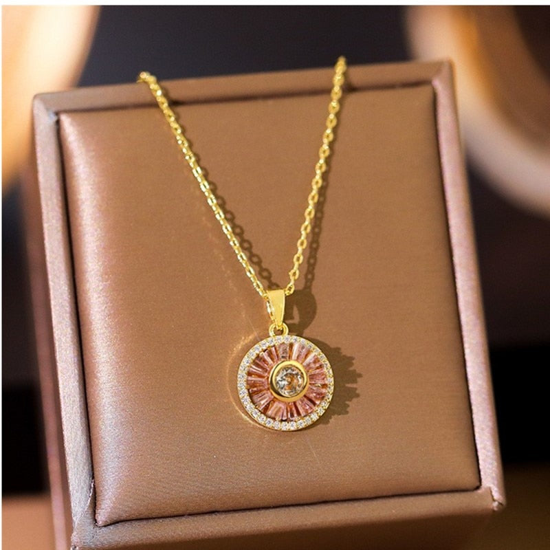 Rotating Sunflower Pendant Necklace