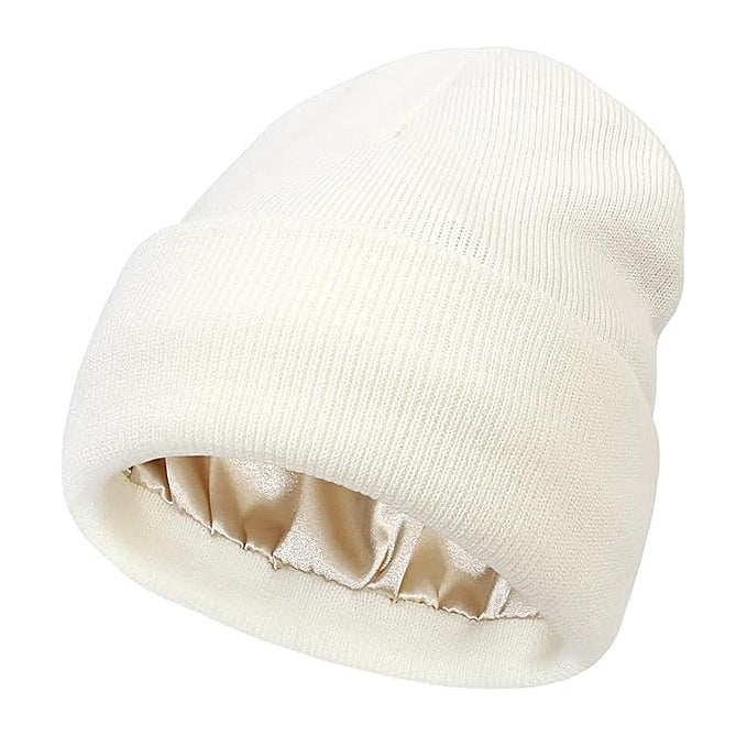 Double Layer Satin Lined Wool Beanie
