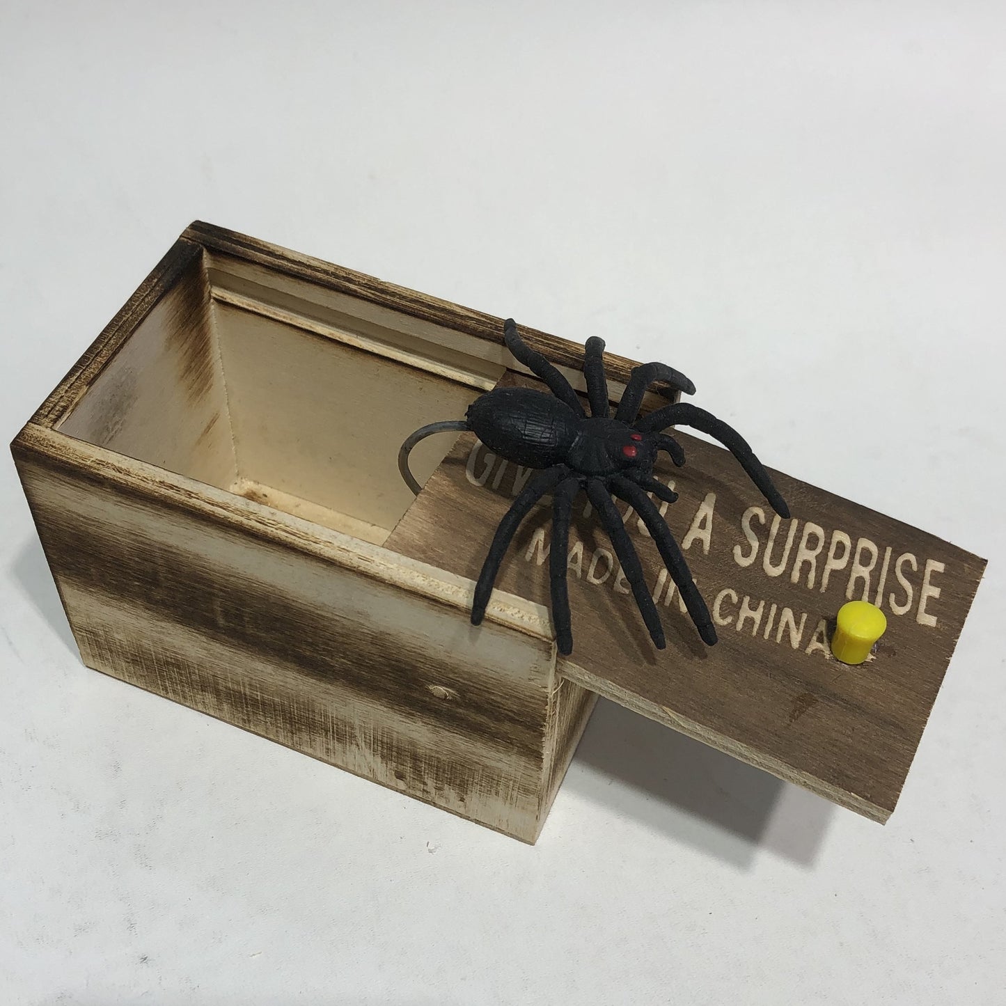 Fake Spider in a Wooden Box