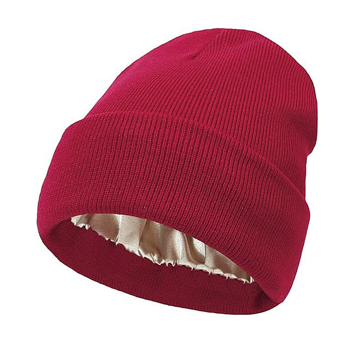Double Layer Satin Lined Wool Beanie