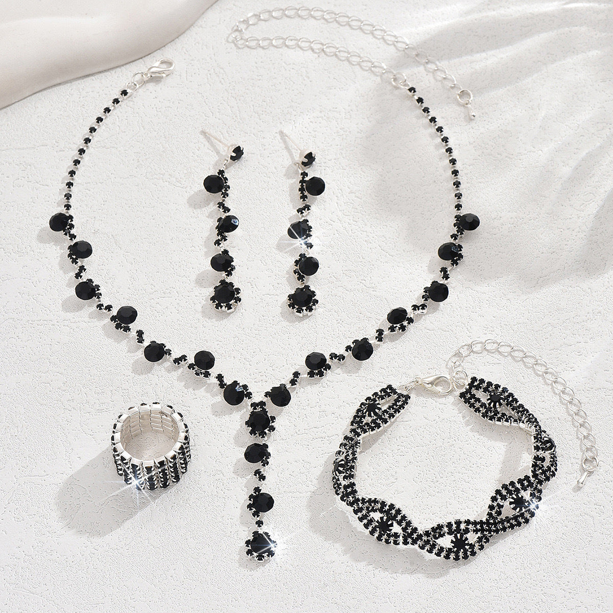 Dazzle Smiths Bracelet, Earrings, Necklace & Ring Full 4pc Set