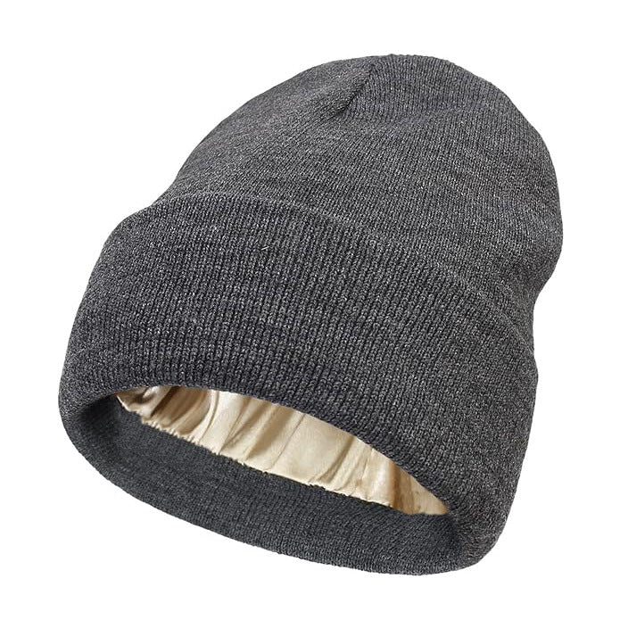 Double Layer Satin Lined Wool Beanie