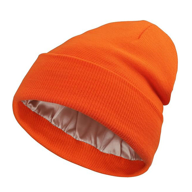 Double Layer Satin Lined Wool Beanie
