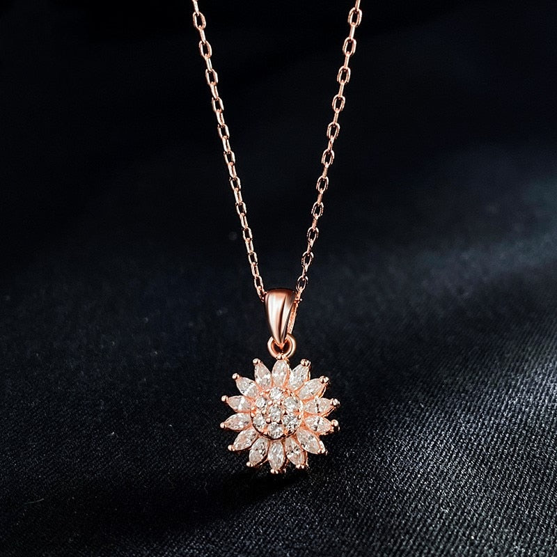 Rotating Sunflower Pendant Necklace