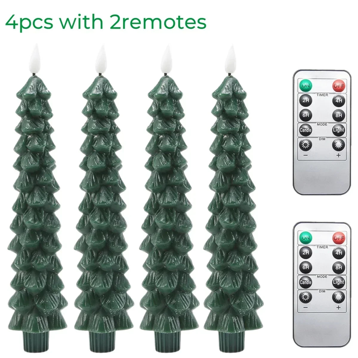 LED Flameless Pine Tree Candles - 3 & 4pcs Set (10in)