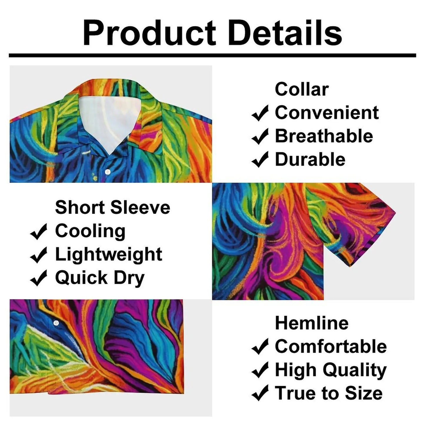Abstract Rainbow Color Short-Sleeved Shirt