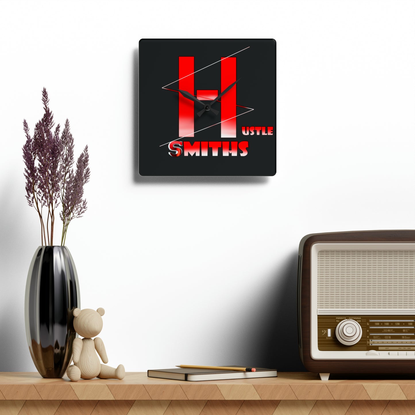 HustleSmiths Square Acrylic Wall Clock