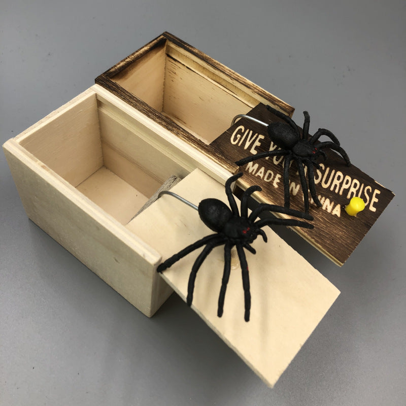 Fake Spider in a Wooden Box