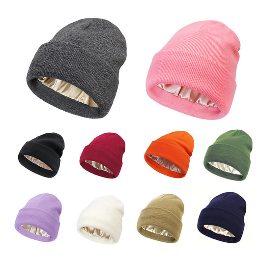 Double Layer Satin Lined Wool Beanie