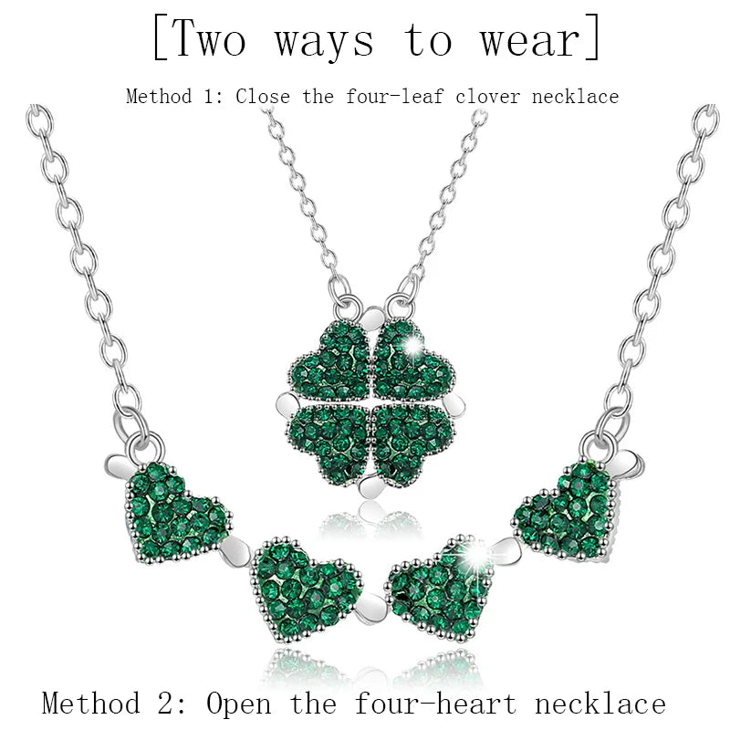 Four Heart Clover Pendant Necklace