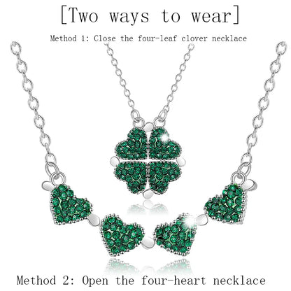 Four Heart Clover Pendant Necklace