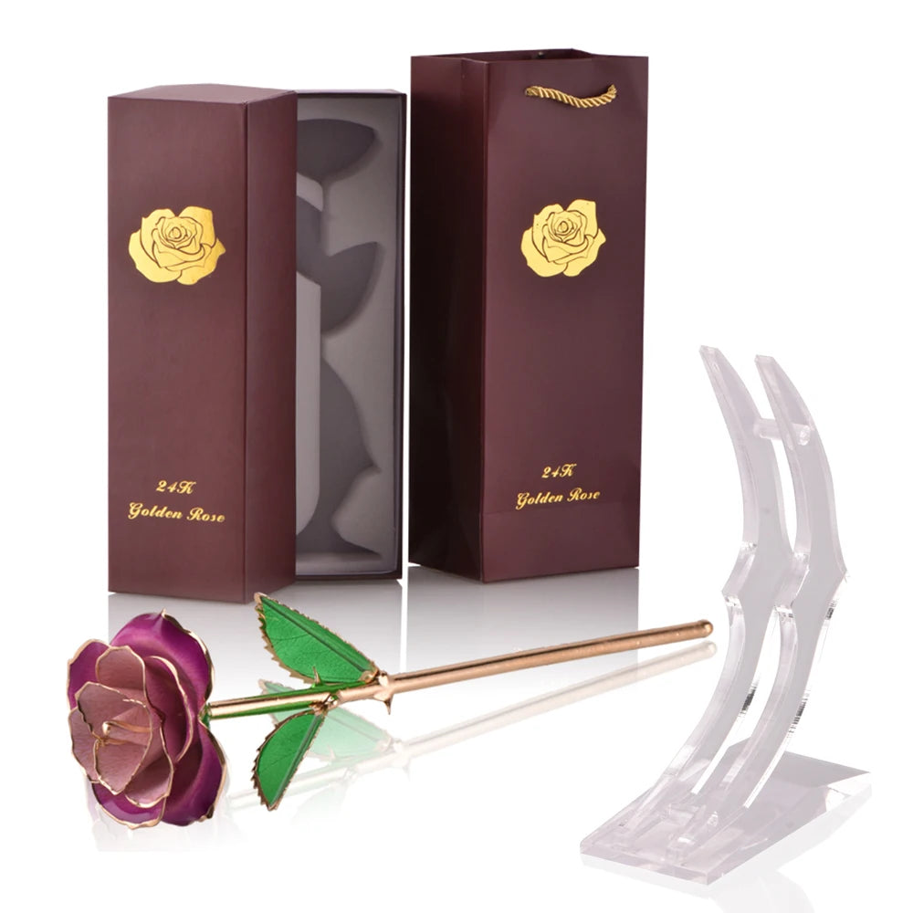 24k Gold Dipped Rose with Stand