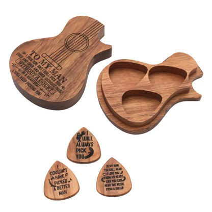 "To My Man" 3Pcs Wood Guitar Picks with Box