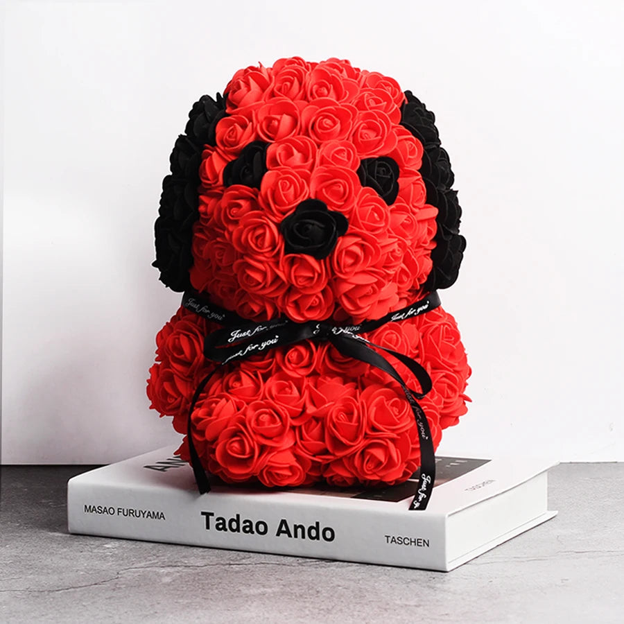 Rose Teddy Bear or Rose Puppy Dog 25cm