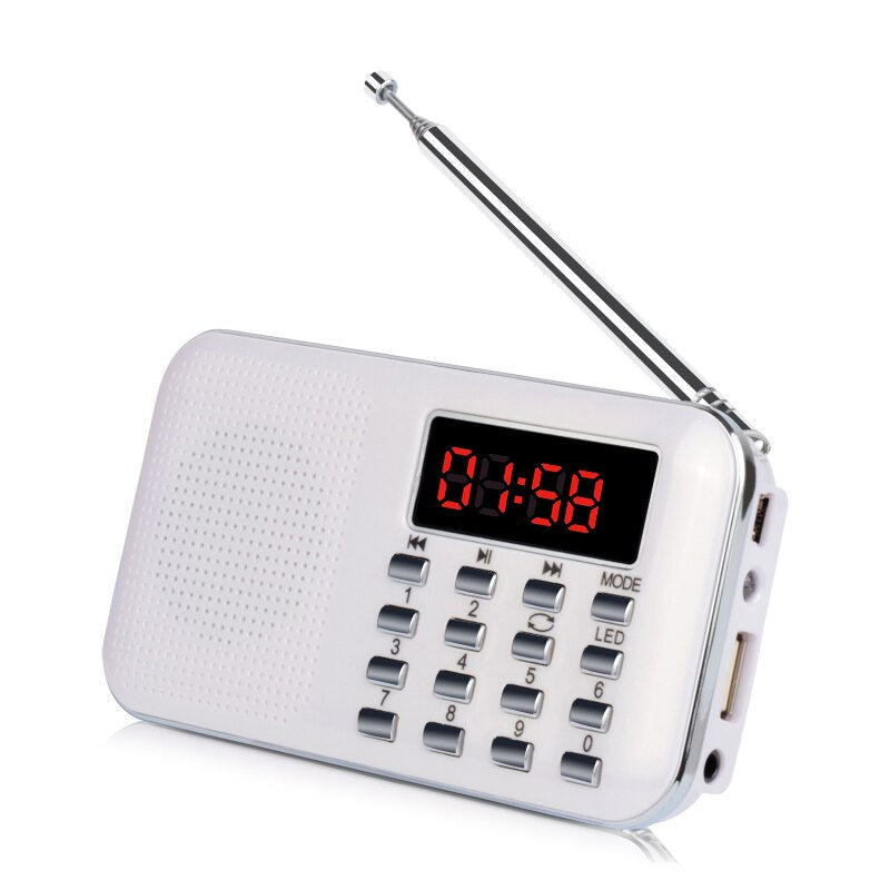 Mini L-218 Digital LCD MP3 Radio Speaker Player Support TF Card USB with LED Flashlight Function Portable FM Radio Speaker