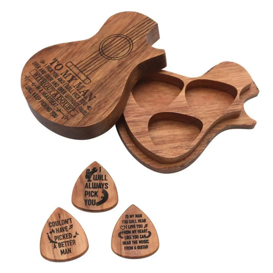 "To My Man" 3Pcs Wood Guitar Picks with Box