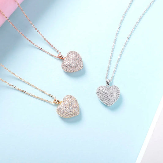 3D Sparkle Heart Necklace