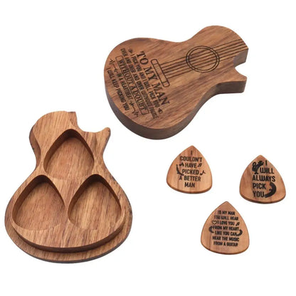 "To My Man" 3Pcs Wood Guitar Picks with Box