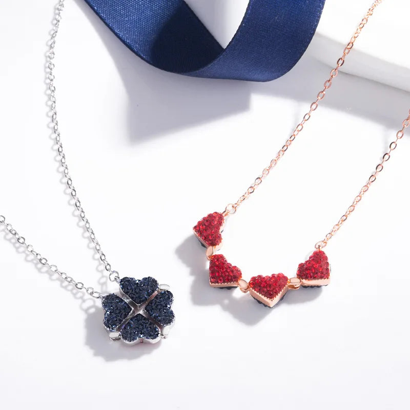 Four Heart Clover Pendant Necklace