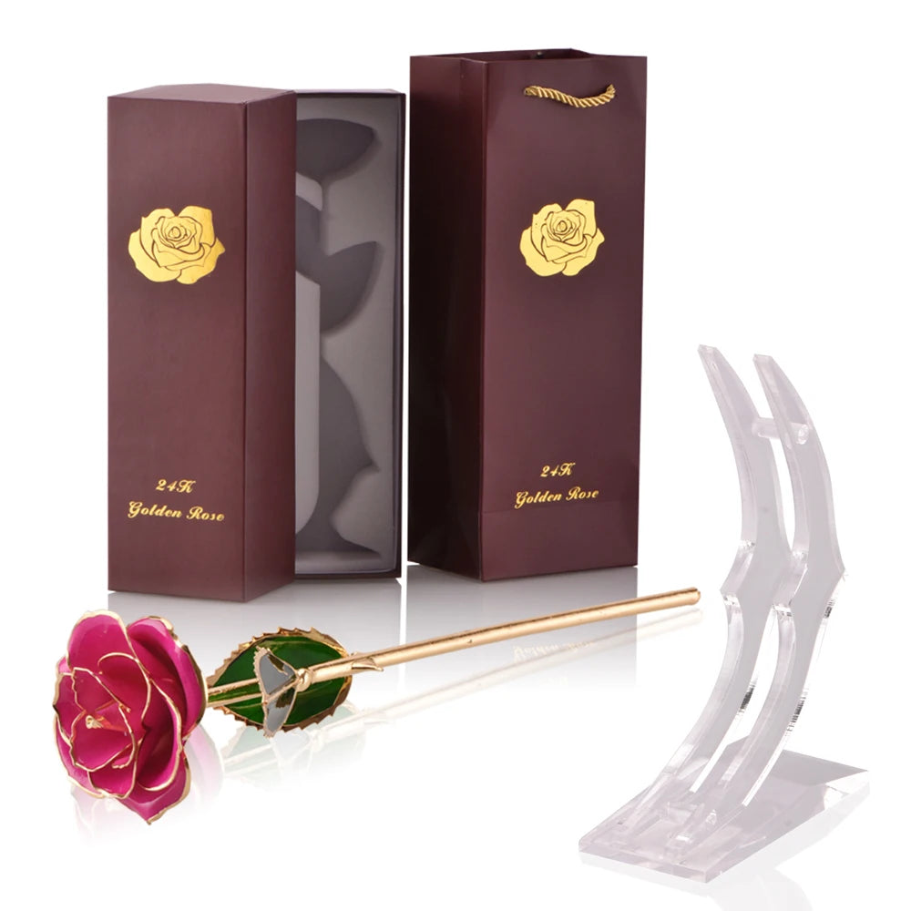 24k Gold Dipped Rose with Stand