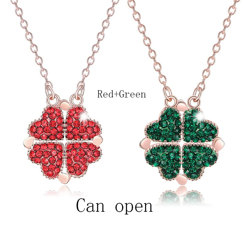 Four Heart Clover Pendant Necklace