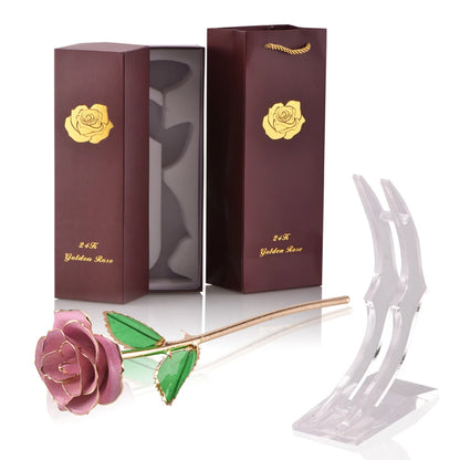 24k Gold Dipped Rose with Stand