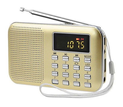 Mini L-218 Digital LCD MP3 Radio Speaker Player Support TF Card USB with LED Flashlight Function Portable FM Radio Speaker