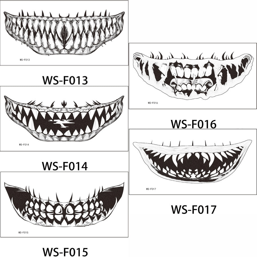 Cosplay Mouth Art 5 Pcs/set "Water Applying" Temporary Tat