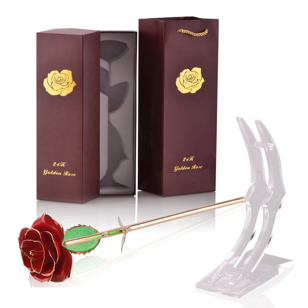 24k Gold Dipped Rose with Stand