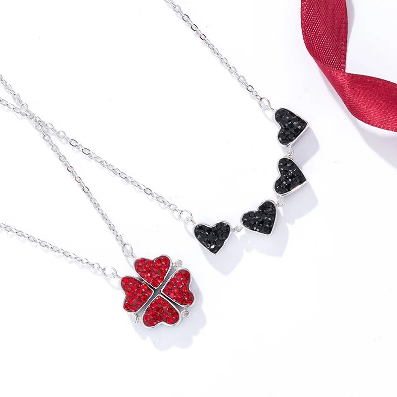 Four Heart Clover Pendant Necklace