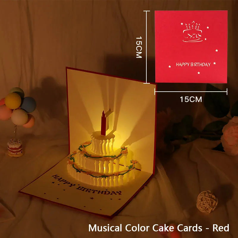 3D Pop Up Birthday Greeting Card With Music & LED