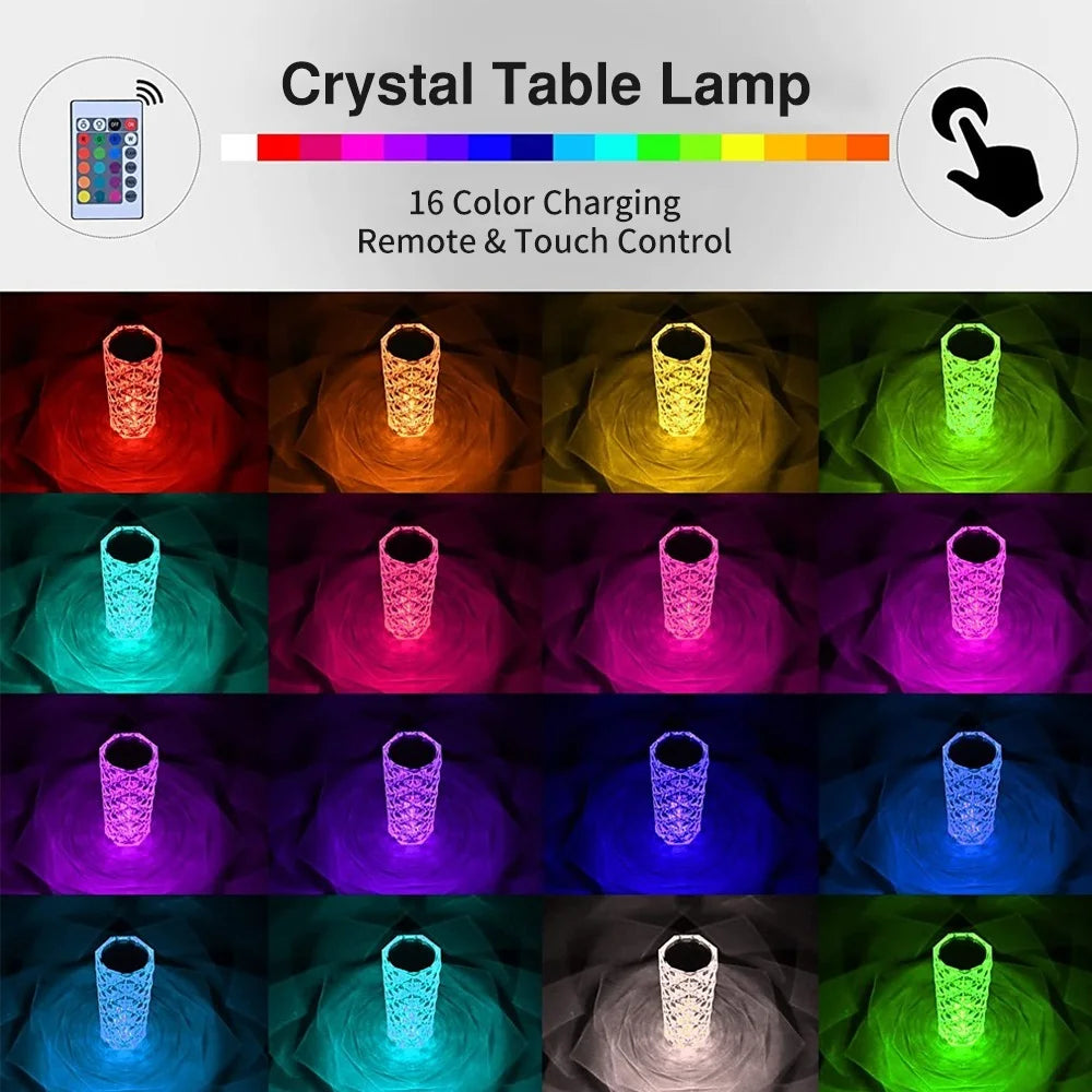 16 Colors Crystal Touch Lamp LED Light