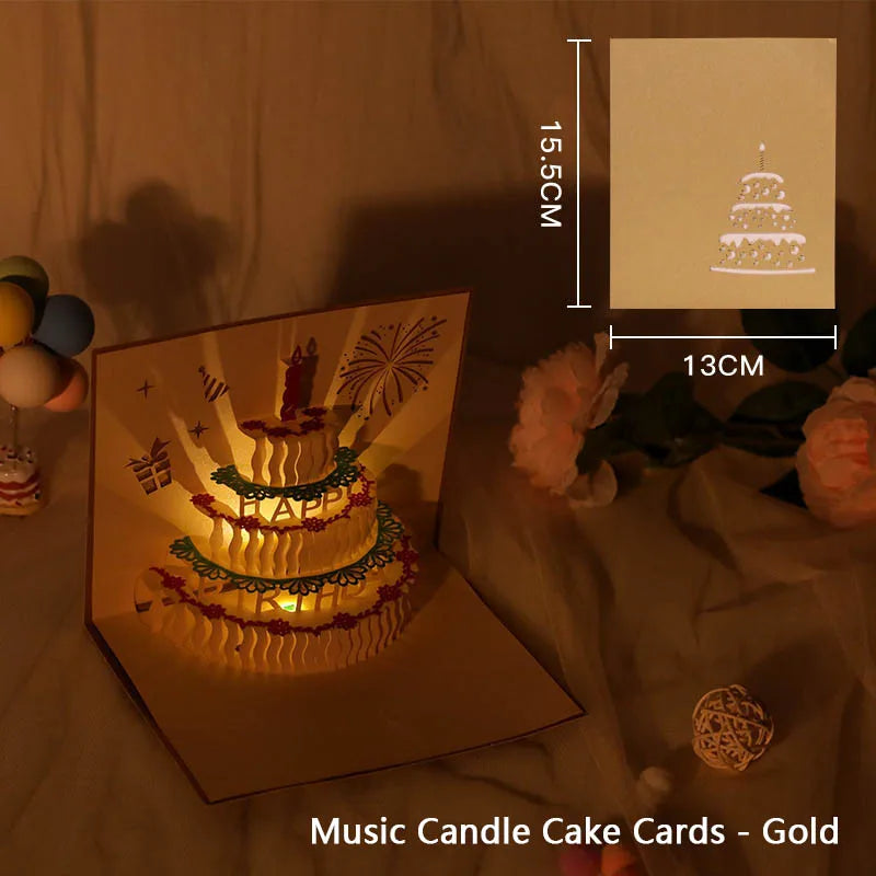 3D Pop Up Birthday Greeting Card With Music & LED