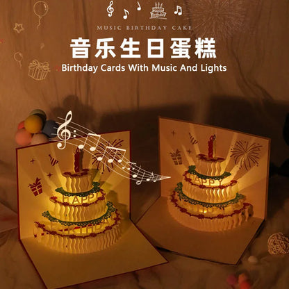 3D Pop Up Birthday Greeting Card With Music & LED