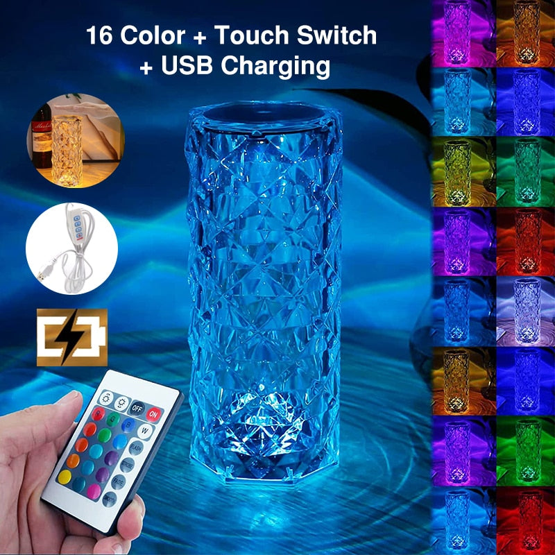 16 Colors Crystal Touch Lamp LED Light