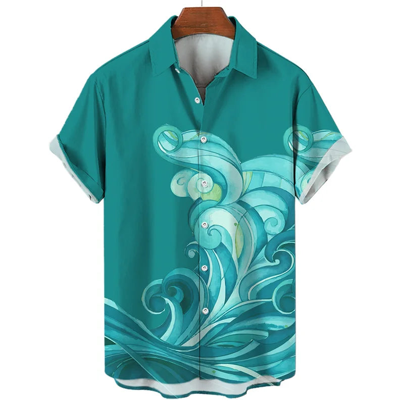 Japanese Ocean Wave Graphic Beach Shirts