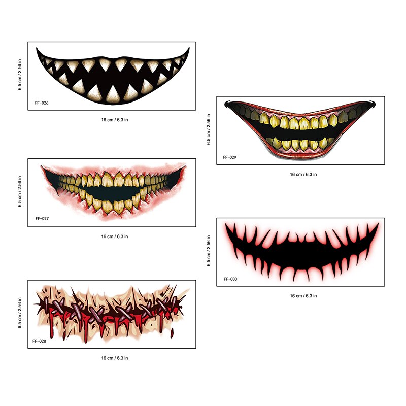 Cosplay Mouth Art 5 Pcs/set "Water Applying" Temporary Tat