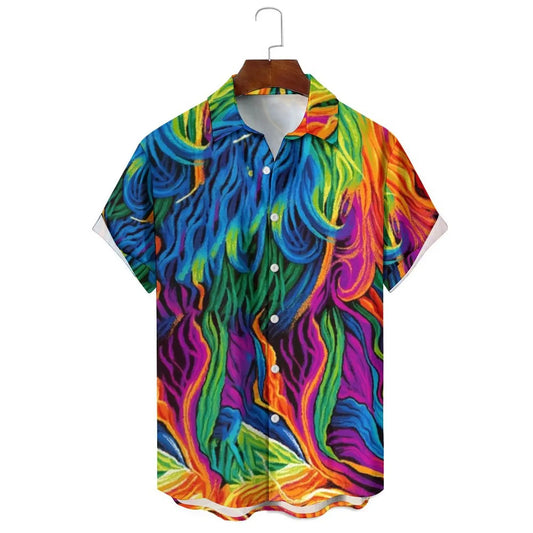 Abstract Rainbow Color Short-Sleeved Shirt