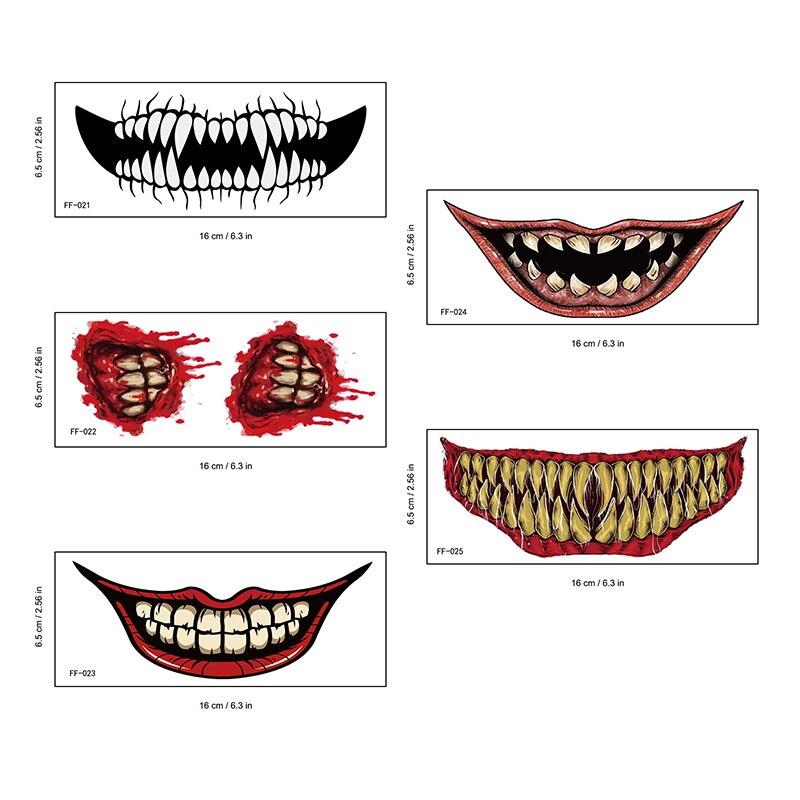 Cosplay Mouth Art 5 Pcs/set "Water Applying" Temporary Tat