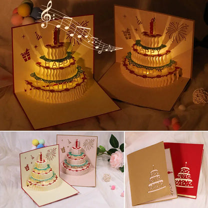 3D Pop Up Birthday Greeting Card With Music & LED