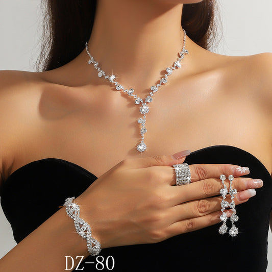 Dazzle Smiths Bracelet, Earrings, Necklace & Ring Full 4pc Set