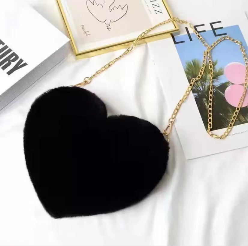 Plush Heart Shoulder Bag or Coin Purse