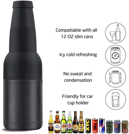 3 in 1 Stainless Steel Drink Can & Bottle Holder with Opener.