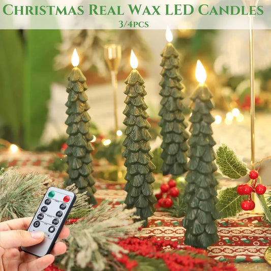 LED Flameless Christmas Candles - 3 & 4pcs Set (10in)